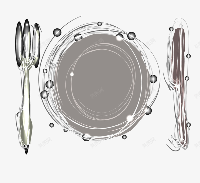 线稿速绘刀叉餐具矢量图eps免抠素材_新图网 https://ixintu.com 刀叉 线稿速绘 餐具 矢量图