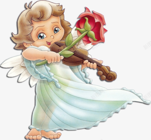 卡通拉提琴的小天使png免抠素材_新图网 https://ixintu.com 儿童插画 卡通 可爱 小天使 手绘 提琴