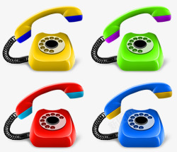 4种颜色电话图标高清图片