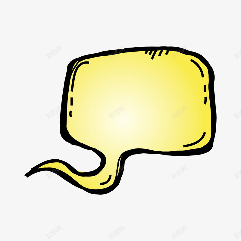 黄色对话框png免抠素材_新图网 https://ixintu.com 交流 圆弧 对话框 扁平化 手绘 线稿 黄色