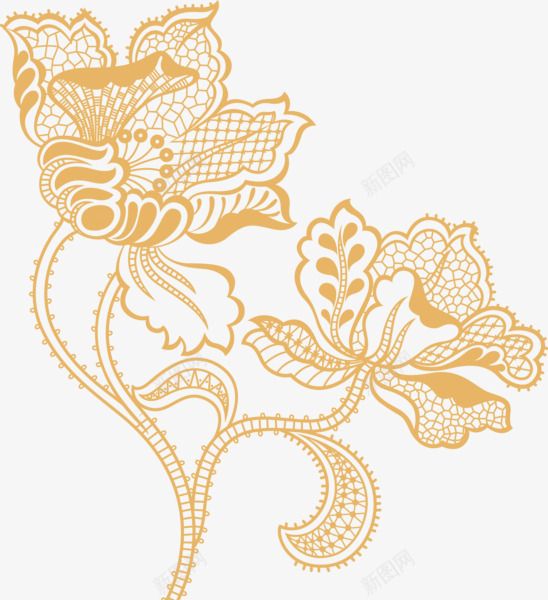 金色镂空花纹png免抠素材_新图网 https://ixintu.com 植物 花朵 金色花纹