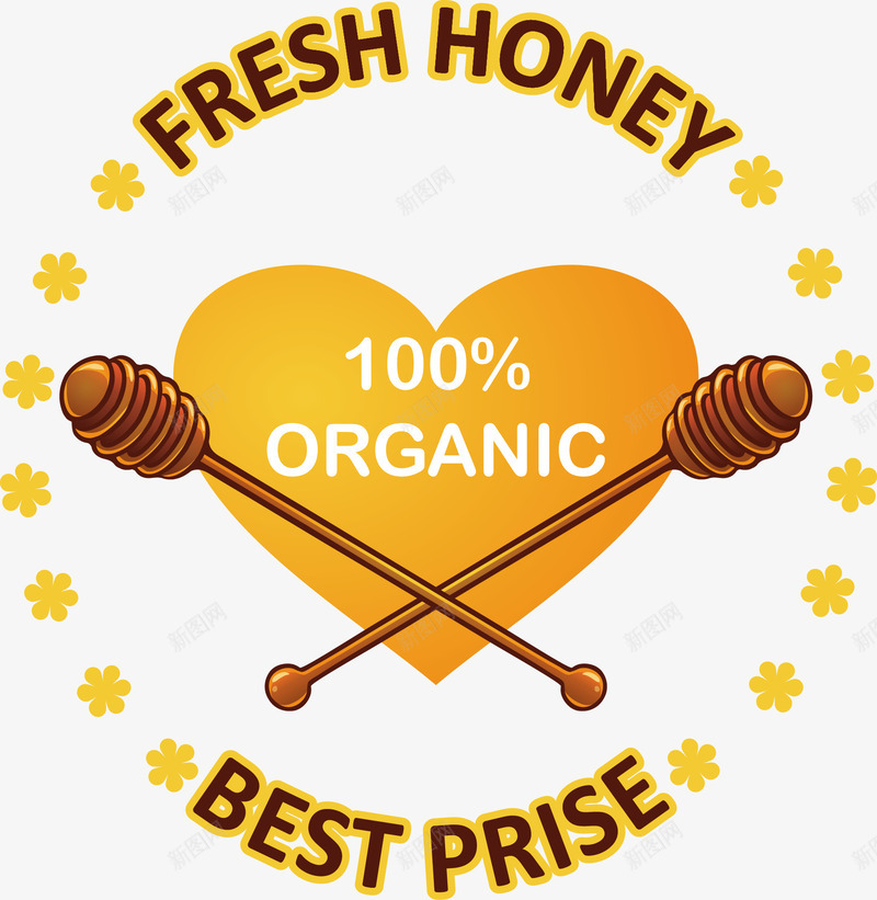 新鲜蜂蜜标志矢量图ai免抠素材_新图网 https://ixintu.com 爱心 甜食 花蜜 蜂蜜棒 蜜蜂 矢量图