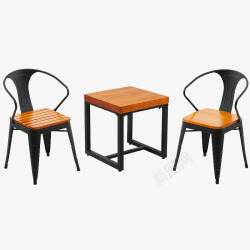 工业风一套家具美式正方形餐桌椅高清图片