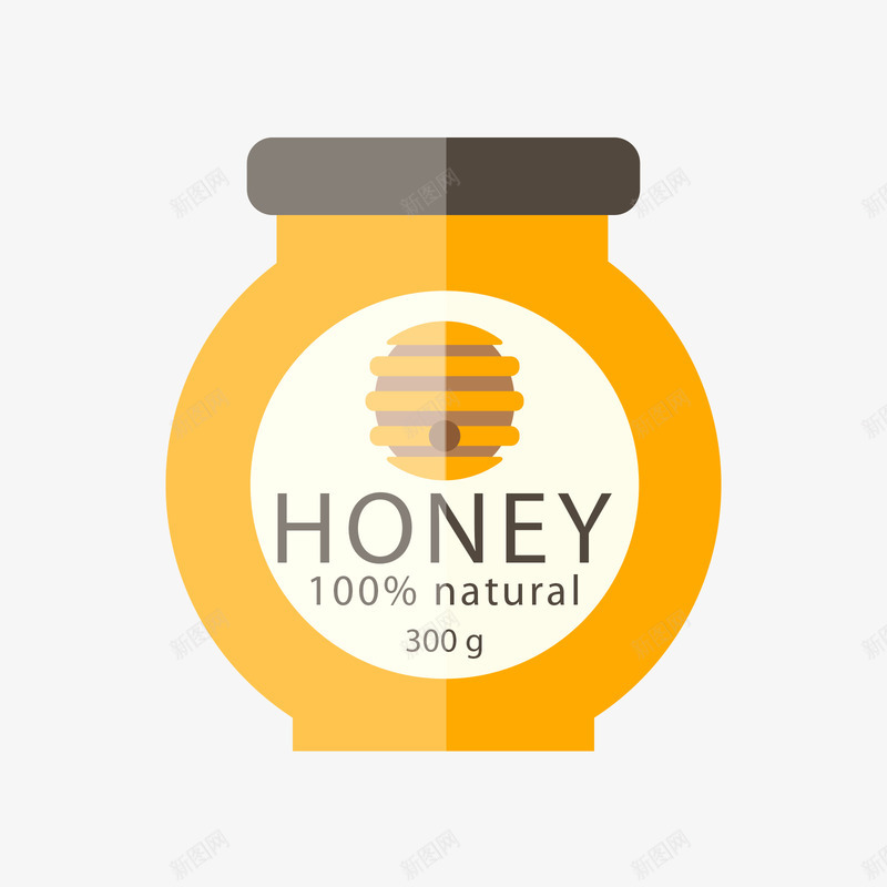 圆瓶装蜂蜜标签png免抠素材_新图网 https://ixintu.com 圆瓶 标签 瓶装 英文 蜂蜜 蜂蜜标签 黄色