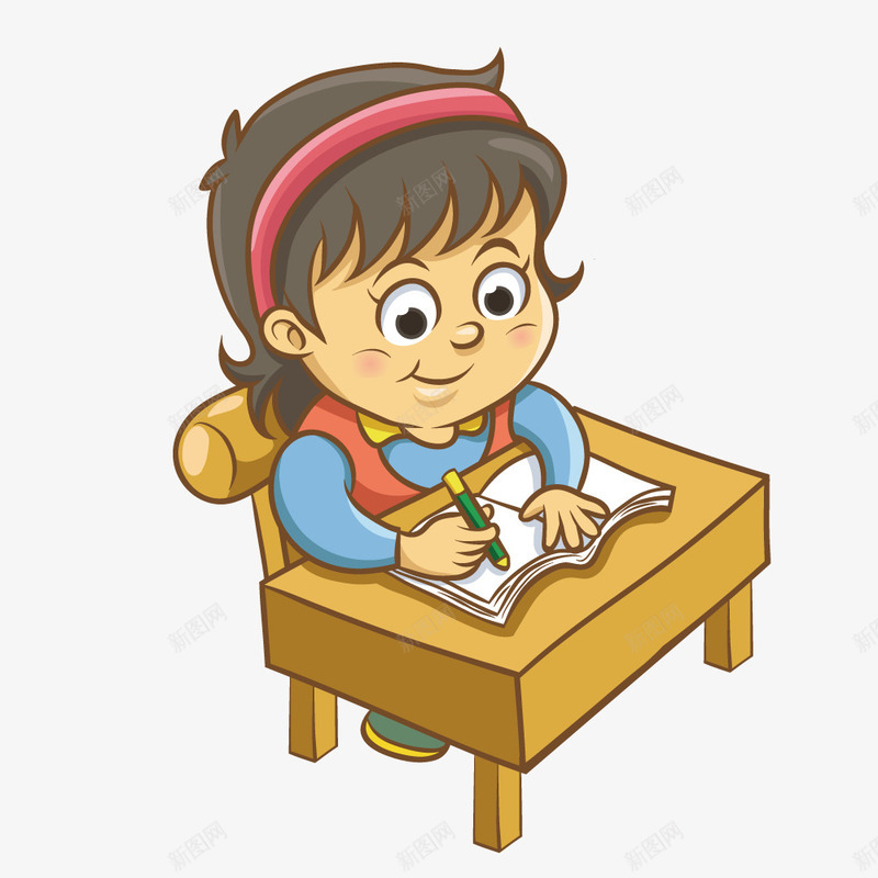趴在桌子上写字的小女孩矢量图ai免抠素材_新图网 https://ixintu.com 写字 女孩 桌子 矢量图