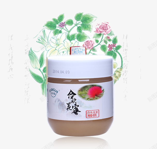 蜂蜜psd免抠素材_新图网 https://ixintu.com 手绘 罐装 花卉 蜂蜜