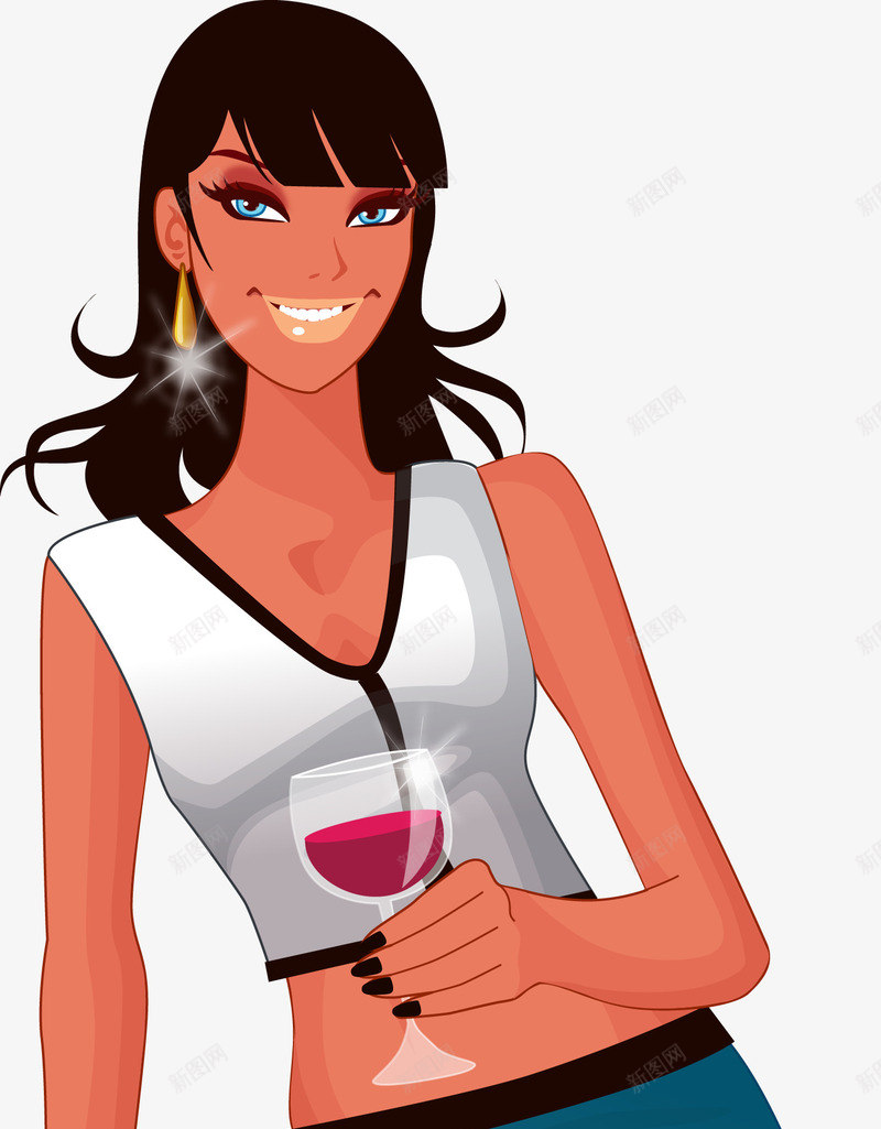 品酒的女人png免抠素材_新图网 https://ixintu.com 卡通人物 品酒的女人 女人矢量图 红酒 红酒酒杯