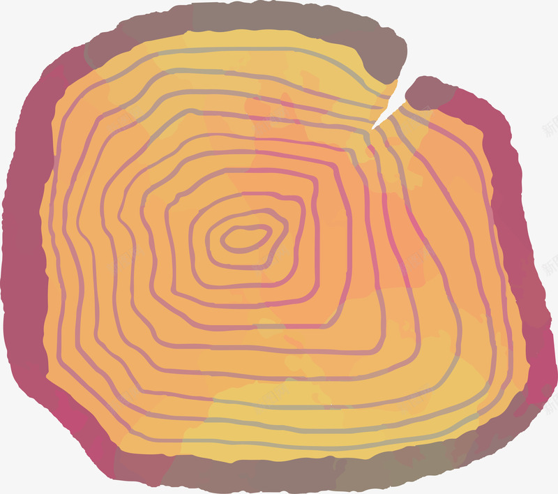 年轮矢量图ai免抠素材_新图网 https://ixintu.com 土黄色 年轮 木头质感 矢量图
