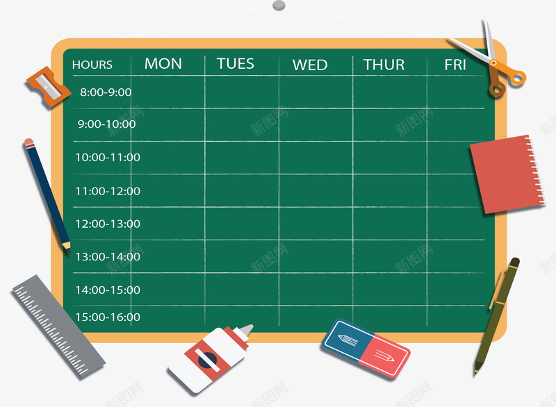 开学文具黑板课表矢量图ai免抠素材_新图网 https://ixintu.com 开学 开学日 开学课表 矢量png 黑板 黑板课表 矢量图
