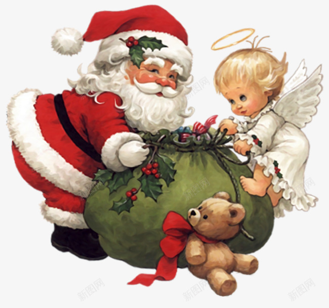 圣诞老人png免抠素材_新图网 https://ixintu.com 卡通 圣诞老人 圣诞节 天使 玩具