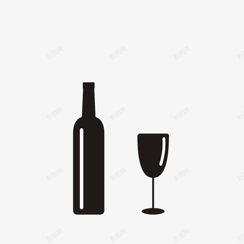 红酒杯瓶子png免抠素材_新图网 https://ixintu.com 卡通图 杯子 瓶子 红酒