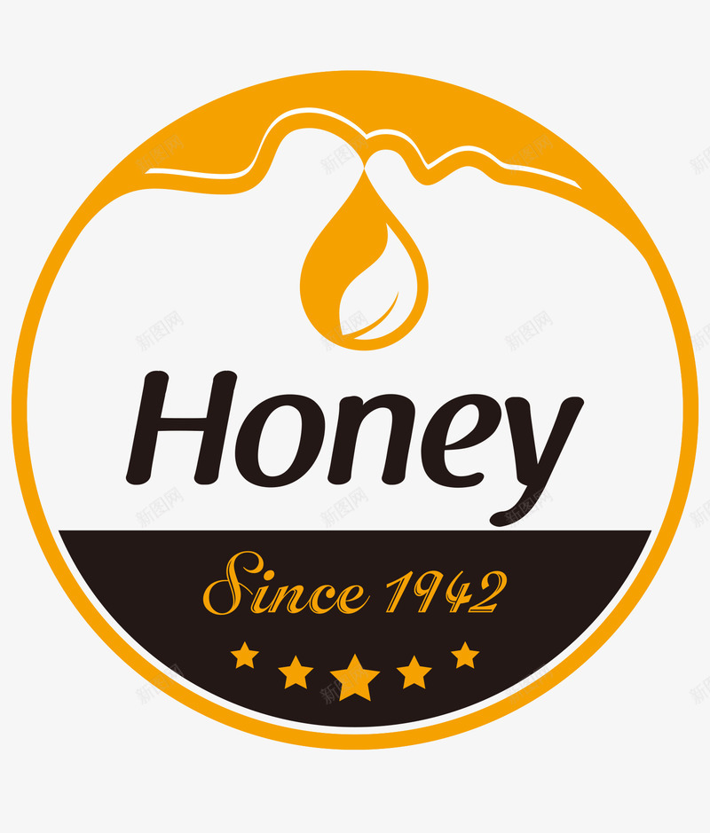 黄色蜂蜜低落png免抠素材_新图网 https://ixintu.com 圆形 扁平 标签 蜂蜜