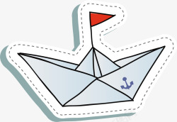 手绘折纸小船素材