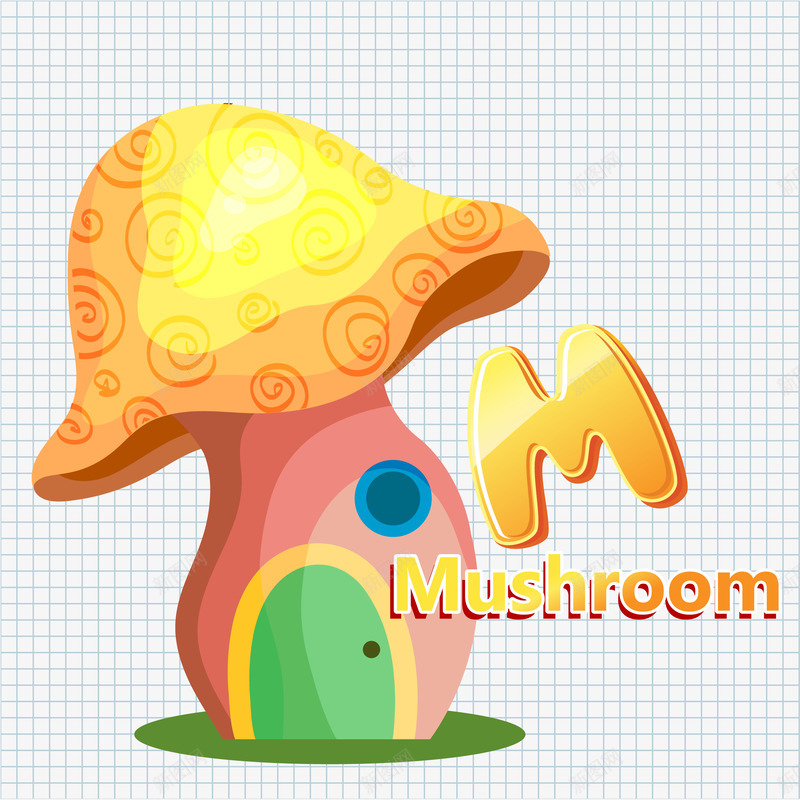 卡通蘑菇png免抠素材_新图网 https://ixintu.com 创意 卡通 特色 英文字母 蘑菇 颜色