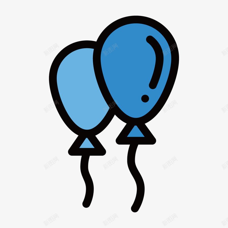 蓝色手绘线稿气球元素矢量图ai免抠素材_新图网 https://ixintu.com 卡通插画 反光 扁平化 手绘 气球 线稿 绳子 蓝色 矢量图