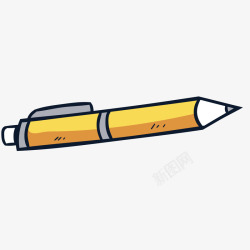 黄色手绘铅笔文具元素矢量图素材