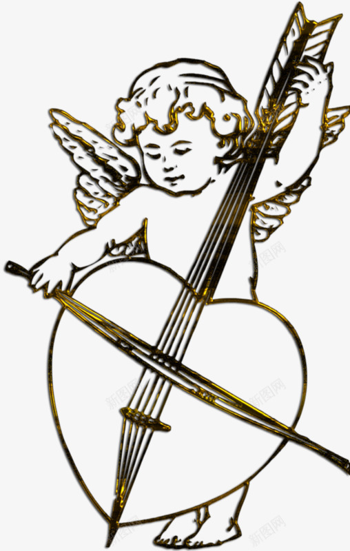 天使拉大提琴png免抠素材_新图网 https://ixintu.com 大提琴 小天使 手绘 简笔画