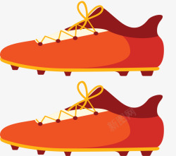 橘色足球比赛钉子鞋矢量图素材