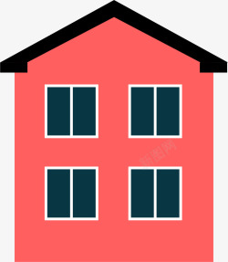 手绘红色房屋屋檐素材