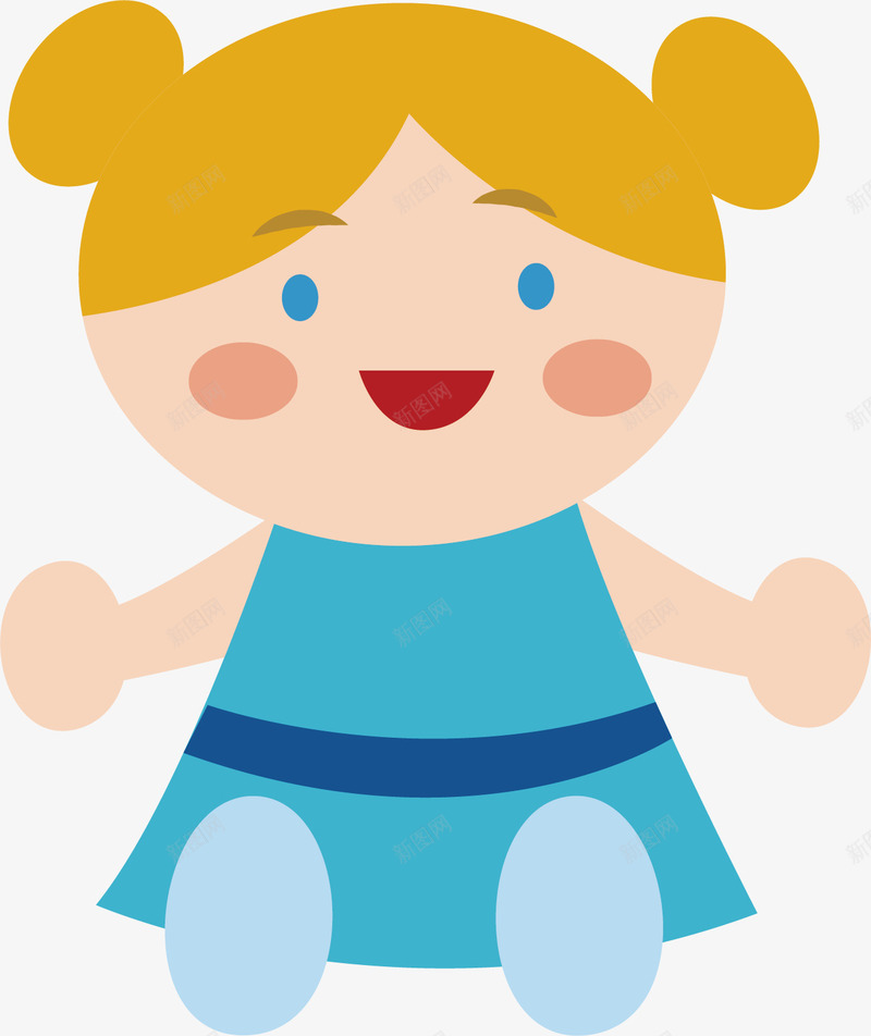 可爱玩具娃娃矢量图ai免抠素材_新图网 https://ixintu.com 儿童 创意 卡通 娃娃 微笑 玩具 蓝色 矢量图