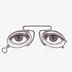 线稿眼睛眼镜素材