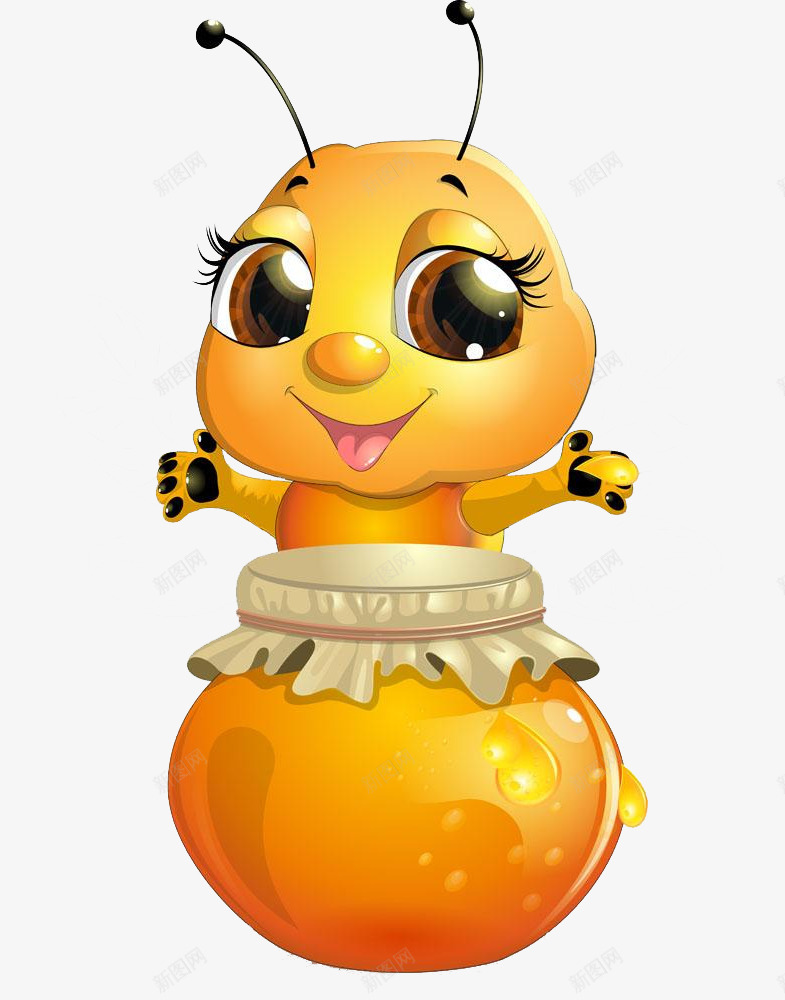 可爱的蜜蜂png免抠素材_新图网 https://ixintu.com 可爱 大眼睛 手绘 蜂蜜 蜜蜂 金色