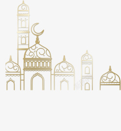 镂空教堂金色镂空伊斯兰教堂矢量图高清图片