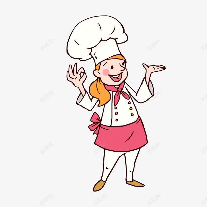 彩色手绘线稿厨师元素png免抠素材_新图网 https://ixintu.com 卡通插画 厨师 帽子 彩色 手绘 纹理 线稿 质感