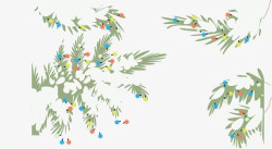落雪的松枝落满雪的圣诞彩灯松枝高清图片