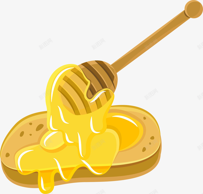 卡通手绘蜂蜜和切片png免抠素材_新图网 https://ixintu.com 卡通 手绘 早餐 矢量图案 蜂蜜 面包切片 食物