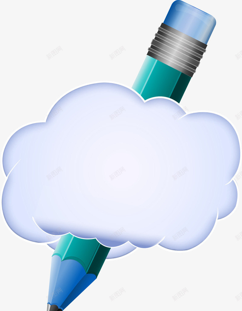 穿在云朵里的铅笔psd免抠素材_新图网 https://ixintu.com 云朵 文具 补习班广告 铅笔