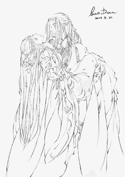 线描古装手绘古风人物高清图片