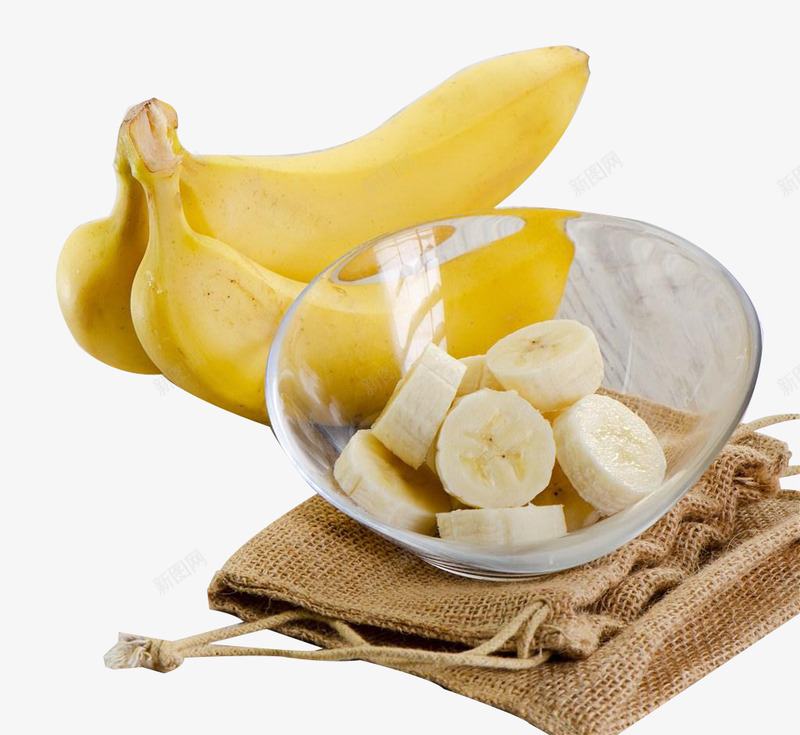 麻布袋香蕉png免抠素材_新图网 https://ixintu.com 产品实物 布袋 果盆 水果 香蕉 麻布袋