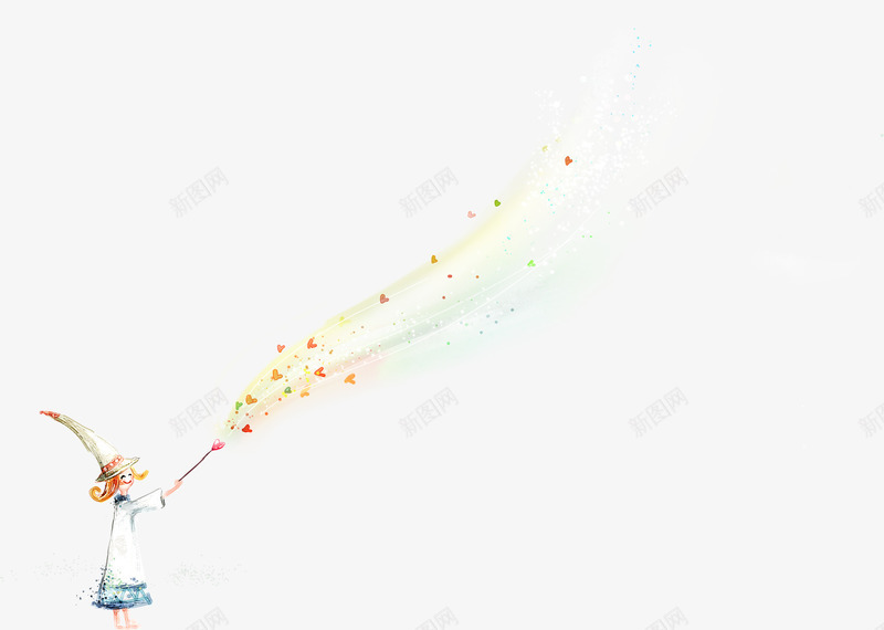 卡通手绘小魔女png免抠素材_新图网 https://ixintu.com 卡通手绘小魔女 手绘女孩 线稿爱心
