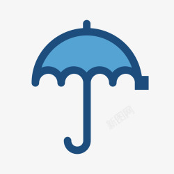 雨伞设计源稿手绘线稿蓝色雨伞卡通插画矢量图高清图片