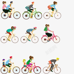 自行车和骑自行车的插图素材