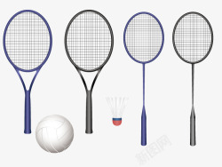 网球球拍羽毛球球拍矢量图素材