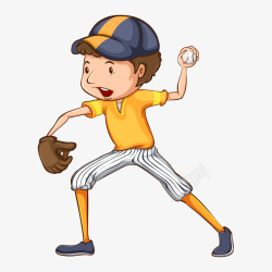 打棒球的小朋友卡通人物高清图片