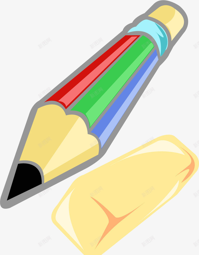 手绘彩色铅笔和橡皮png免抠素材_新图网 https://ixintu.com 彩色铅笔和橡皮 手绘 文具