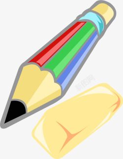 手绘彩色铅笔和橡皮素材
