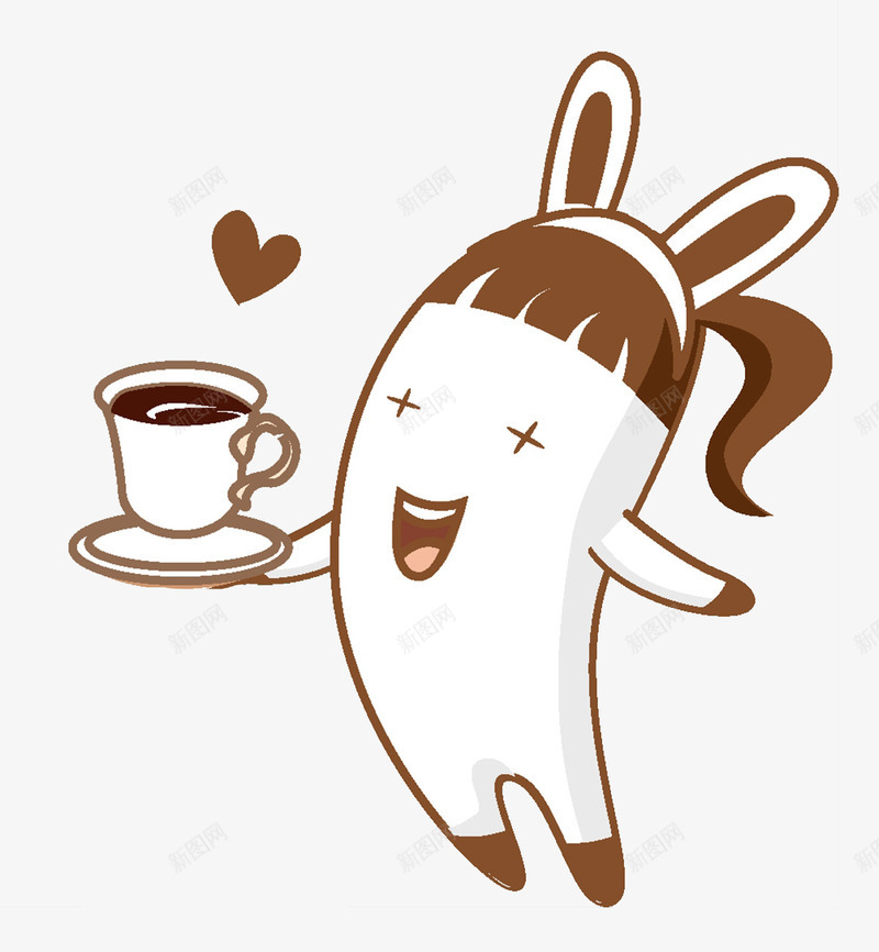 卡通可爱服务员图png免抠素材_新图网 https://ixintu.com 创意的 卡通 可爱的 咖啡 服务员 爱心 高兴地