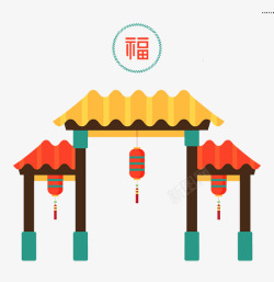 新年新春中国风扁平装饰插图素材
