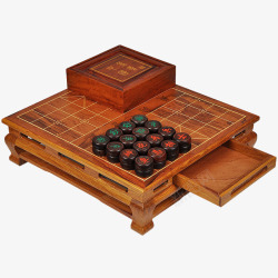 方形棋盘格儿中国象棋棋盒和棋盘高清图片