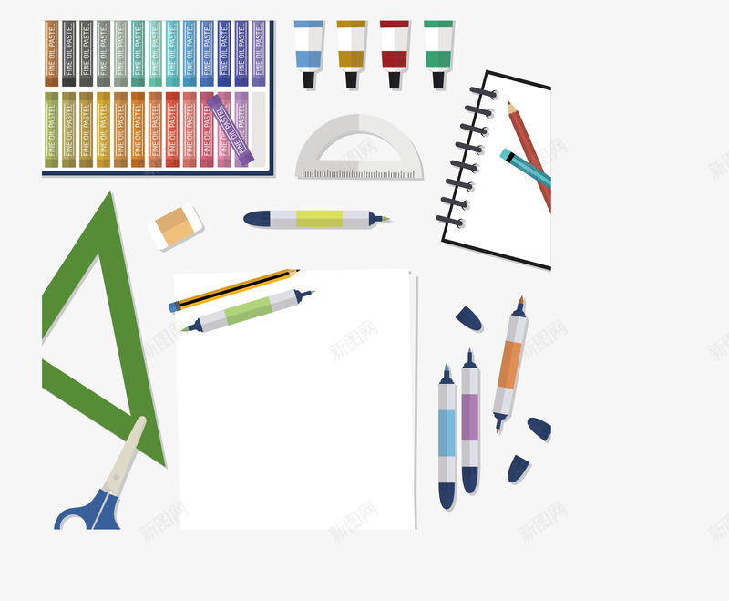 创意手绘文具png免抠素材_新图网 https://ixintu.com 创意 办公用品 卡通 可爱 彩色的 手绘的 文具