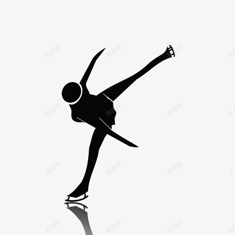 溜冰女运动员图标png_新图网 https://ixintu.com 体育 创意 手绘 插图 简笔 运动 运动员 黑色