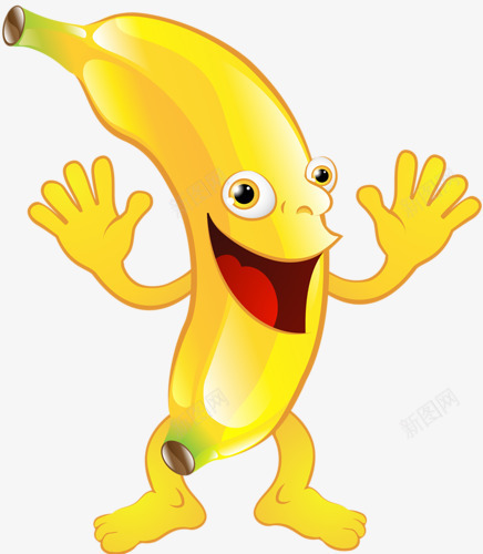 举着双手的卡通形象香蕉png免抠素材_新图网 https://ixintu.com 卡通 双手 形象 香蕉