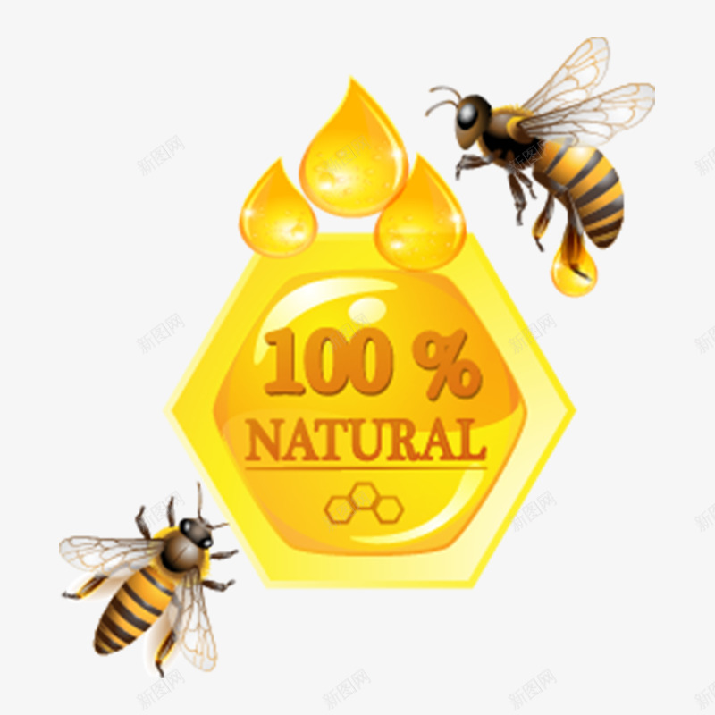 黄色纯天然蜂蜜图标元素png_新图网 https://ixintu.com 图标元素 纯天然 蜂蜜 蜜蜂 黄色
