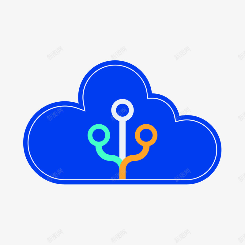 蓝色圆弧云服务元素图标png_新图网 https://ixintu.com 云服务 卡通图标 圆弧 圆角 扁平化 科技 蓝色