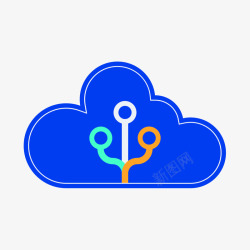 扁平化云蓝色圆弧云服务元素图标高清图片