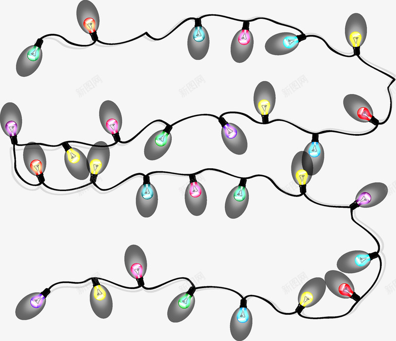 手绘发光节日彩灯串png免抠素材_新图网 https://ixintu.com 圆形灯饰 彩串灯 彩灯串 彩色 手绘 节日装饰 装饰物